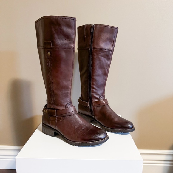 Melia Brown Genuine Leather Knee-High Boots Riding Style EU 37 - Picture 1 of 12